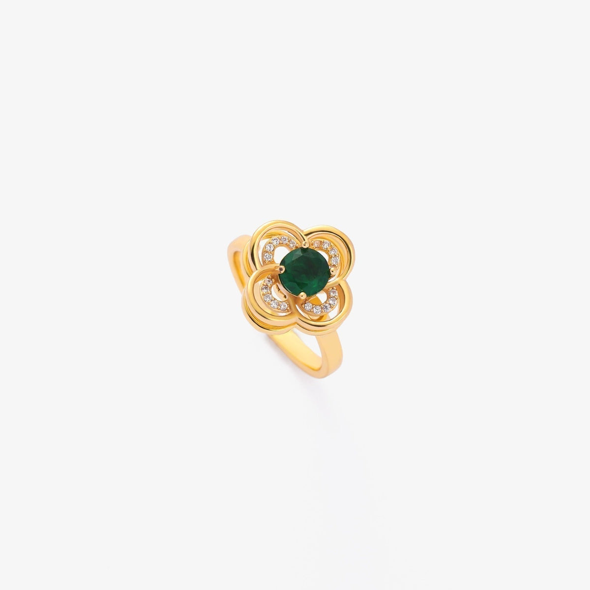 Gold Emerald Blossom Ring