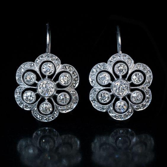 Vintage Mandala Crystal Earrings in Sterling Silver