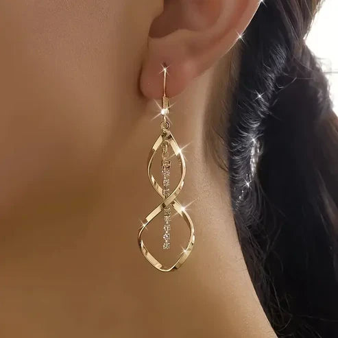 Dangling Spiral Gold Earrings