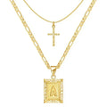 Cross Initial Necklace Set