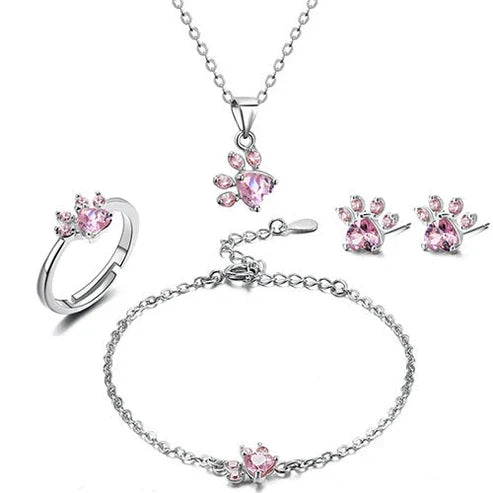 Rose Gold Paw Jewelry Set