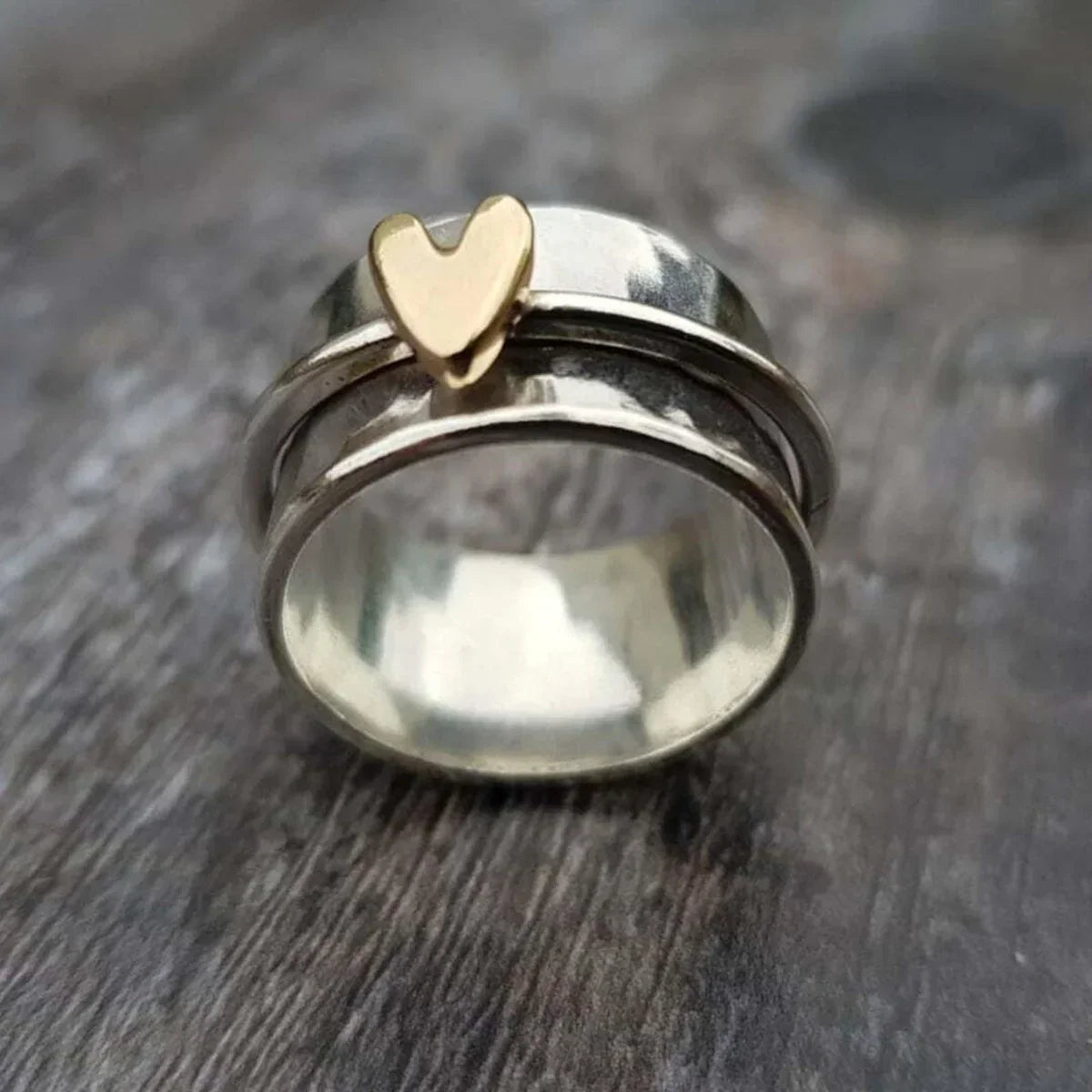 Vintage Silver Golden Heart Ring