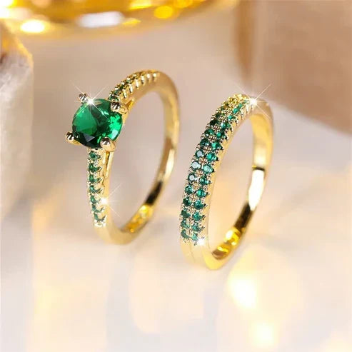 Serena Emerald Duo Ring Set