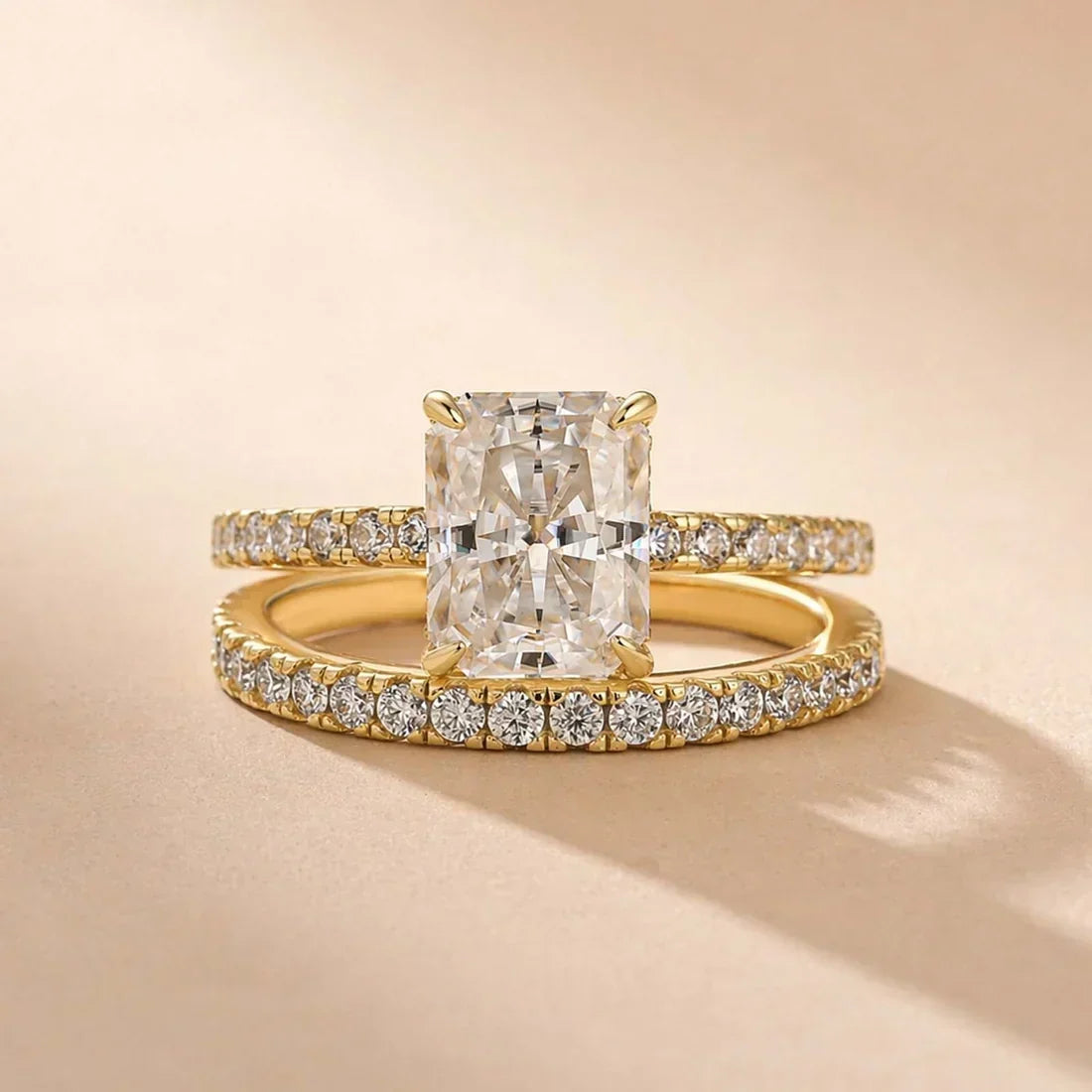 Moissanite Radiant Cut Wedding Ring Set