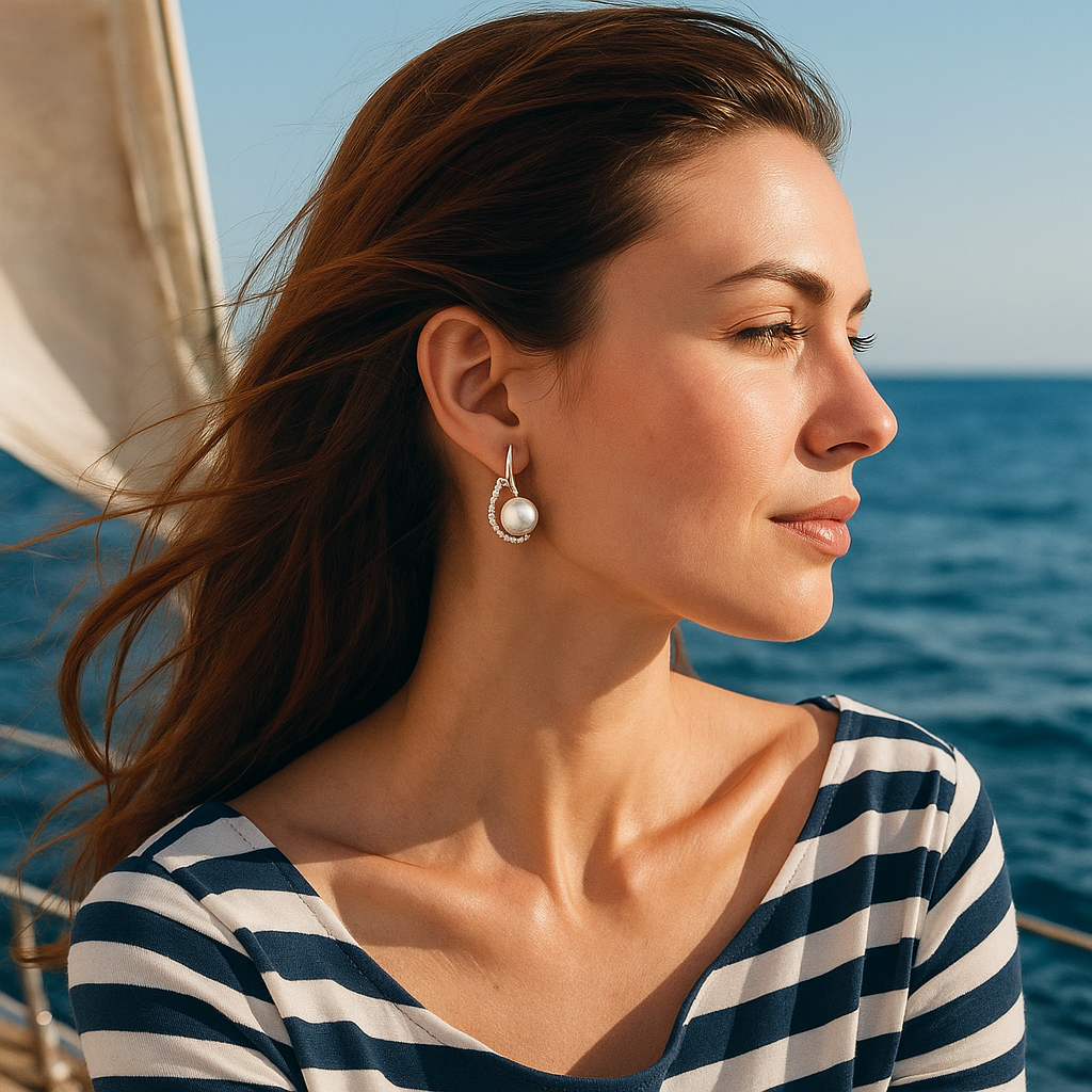 Lorelei | Buttoned Earrings with Pearl