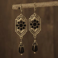 Black Crystal Drop Earrings