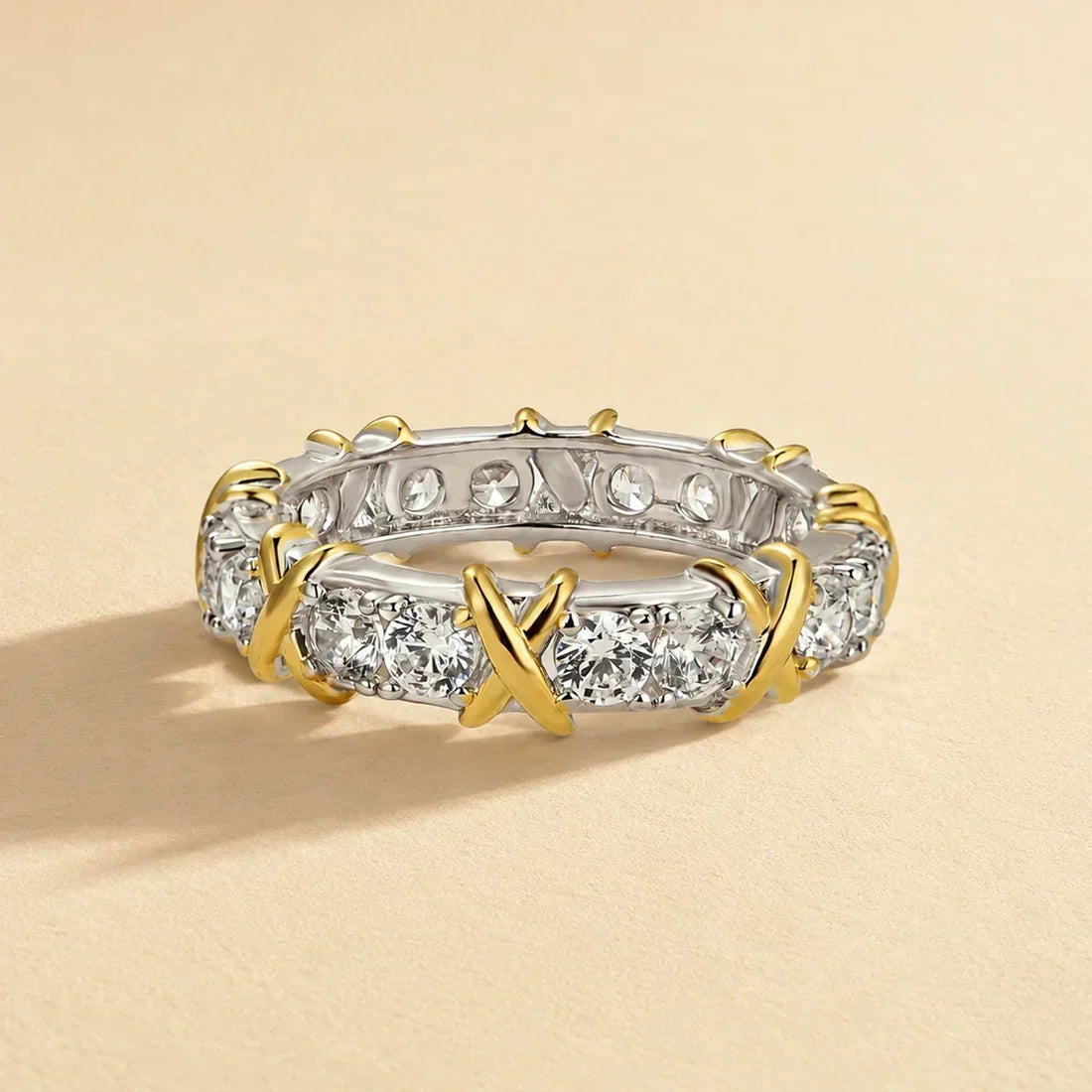Two-Tone X Wedding Band For Women