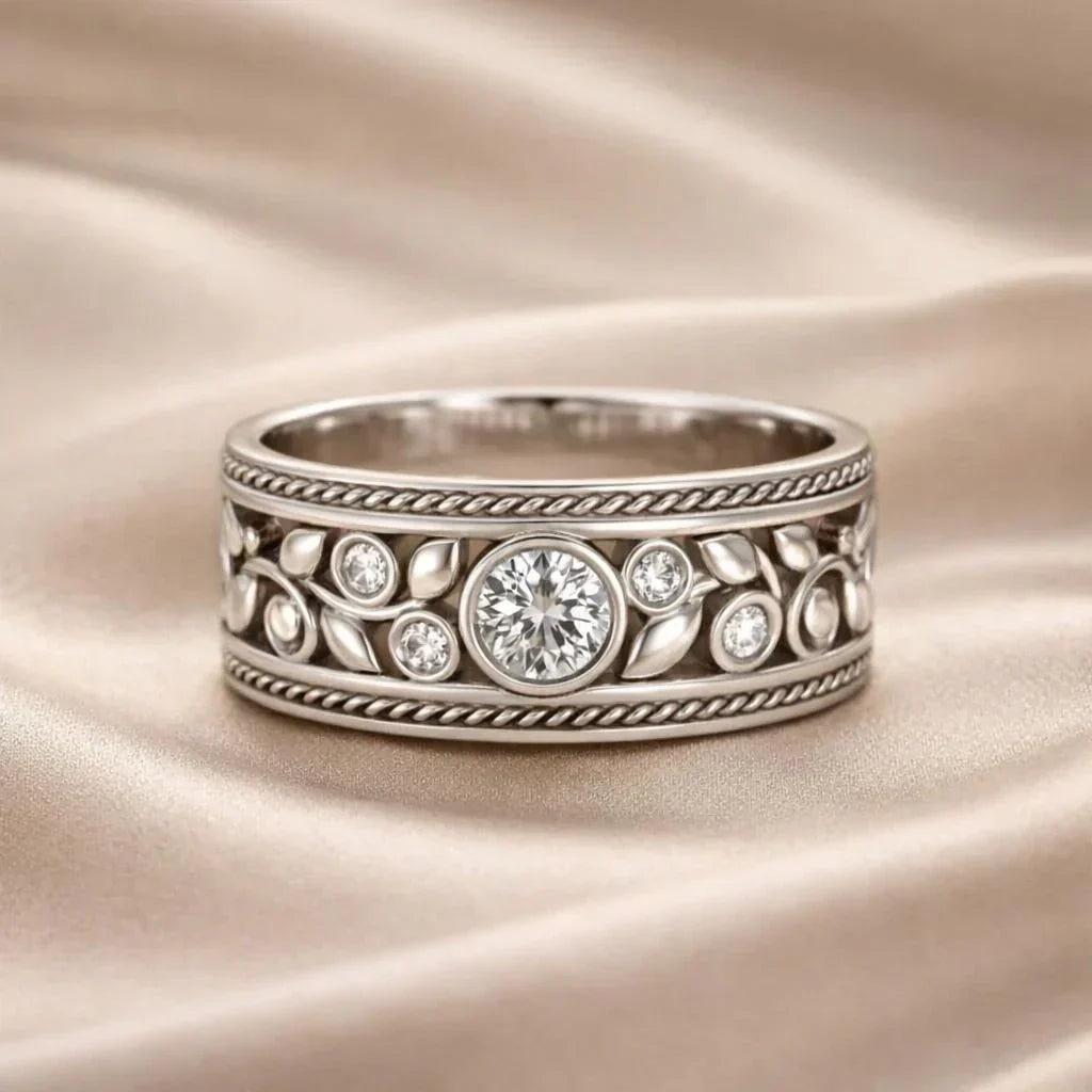 Exquisite White Gold Zirconia Ring