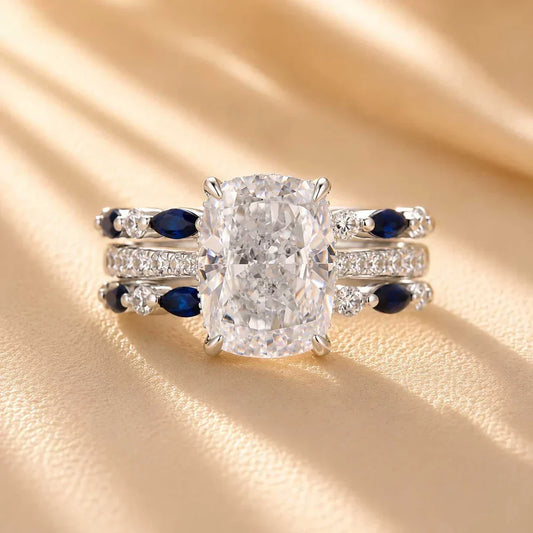 Cushion Cut Insert Wedding Ring Set