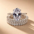 Stunning Oval Cut 3PC Wedding Ring Set