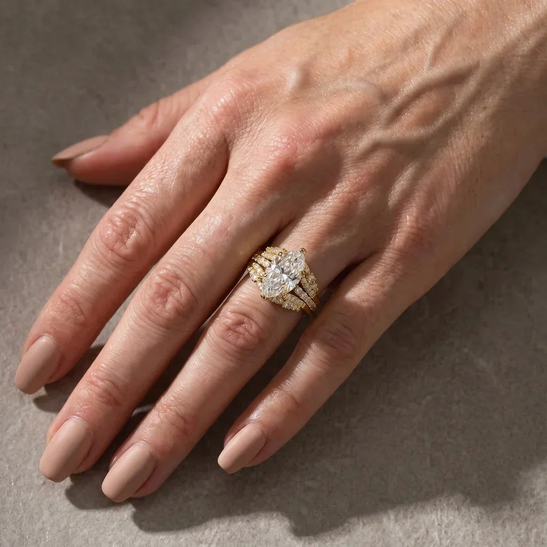 Marquise Cut Insert Wedding Ring Set