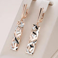 Elegant Rectangular Earrings Made of Gold and Silver