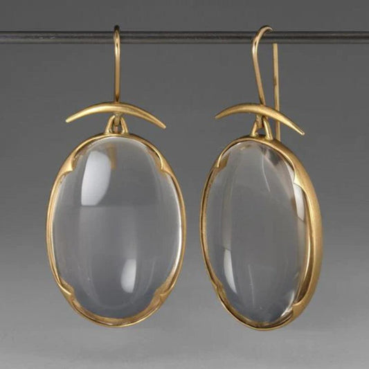 Vintage Earrings Made of Crystal and Gold