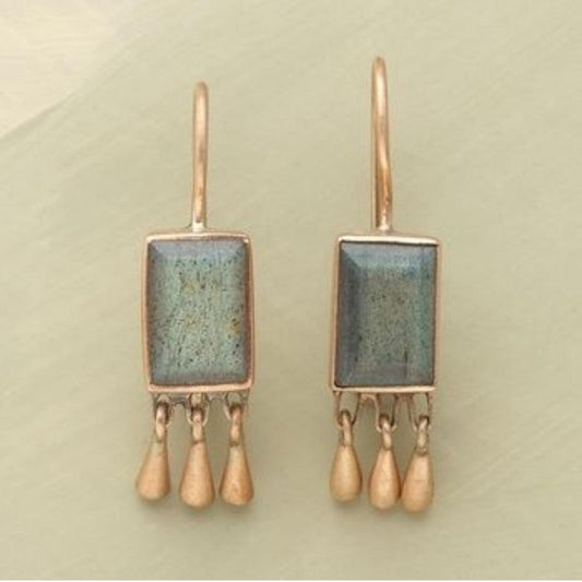 Vintage Earrings with Stone and Gold