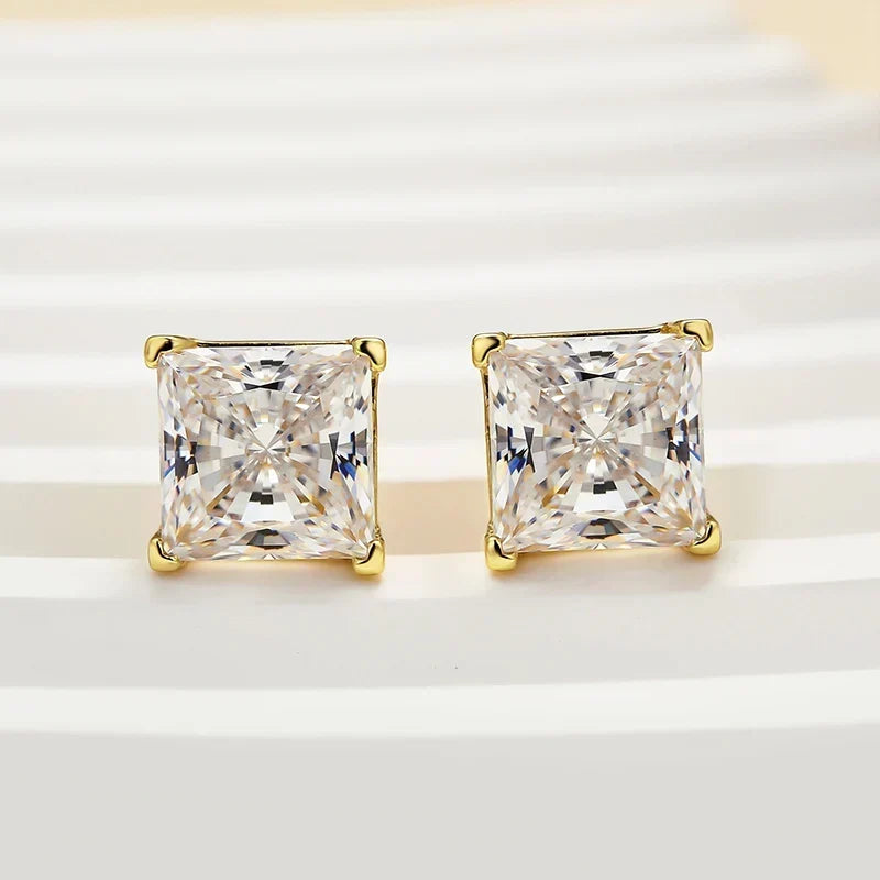 Classic Square Princess Cut Stud Earrings