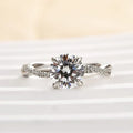 Twist Round Cut Engagement Ring in Sterling Silver for Bridal & Daily Wear