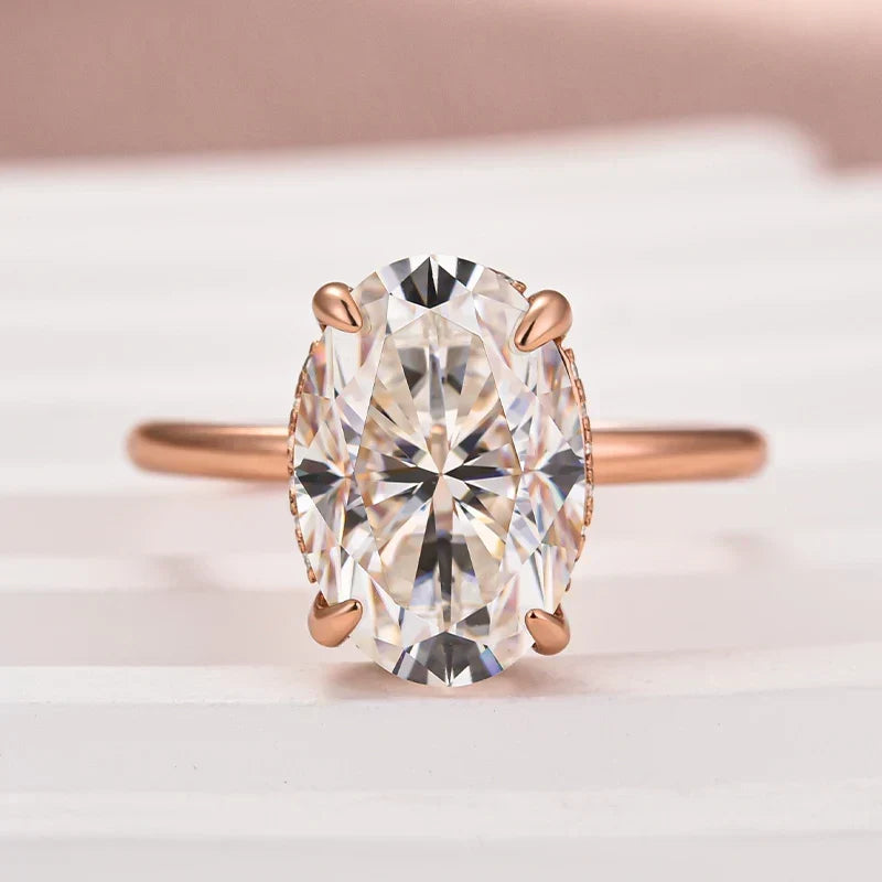 Oval Cut Hidden Halo Engagement Ring