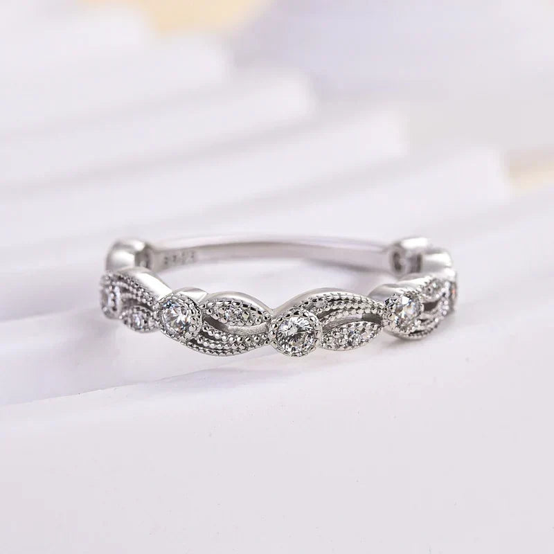 Vintage Leaf & Vine Art Deco Wedding Ring