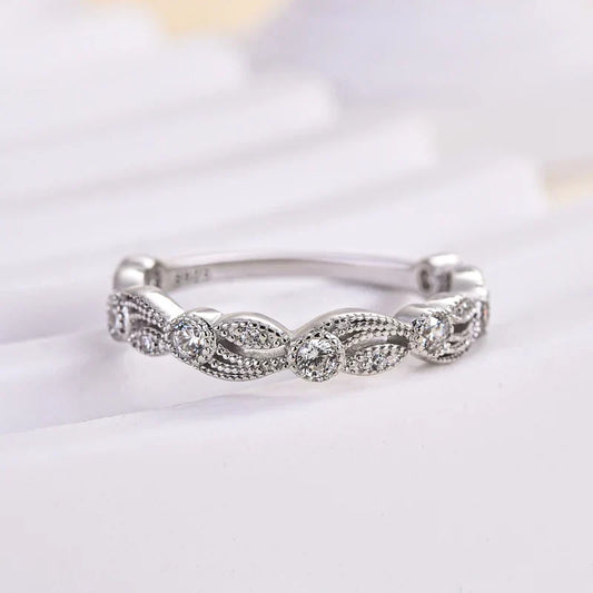 Vintage Leaf & Vine Art Deco Wedding Ring