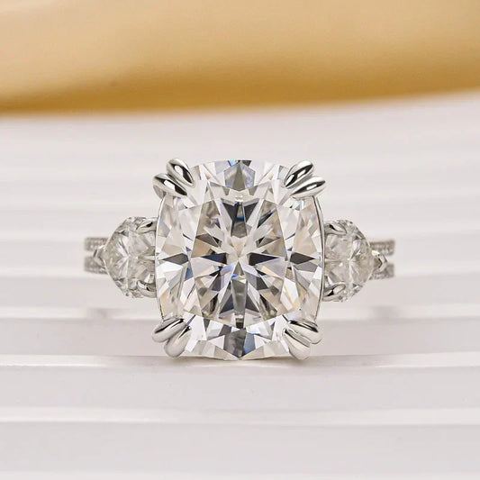 Cushion Cut Three Stone Engagement Ring