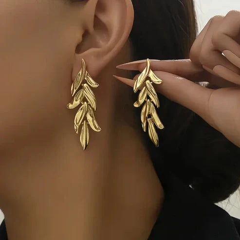 Golden Leaf Dangle Earrings