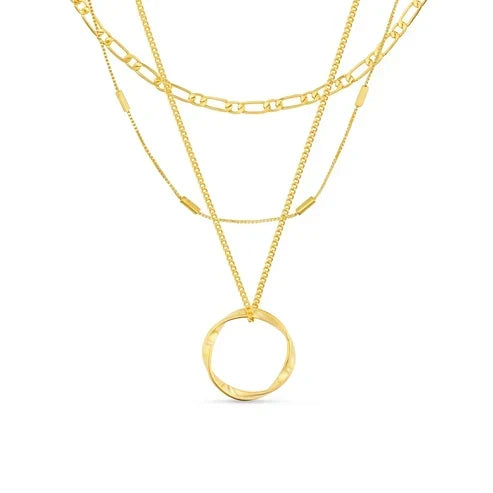 Open Circle Three Row Necklace