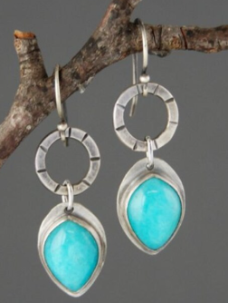 Vintage Earrings with Turquoise Inlay