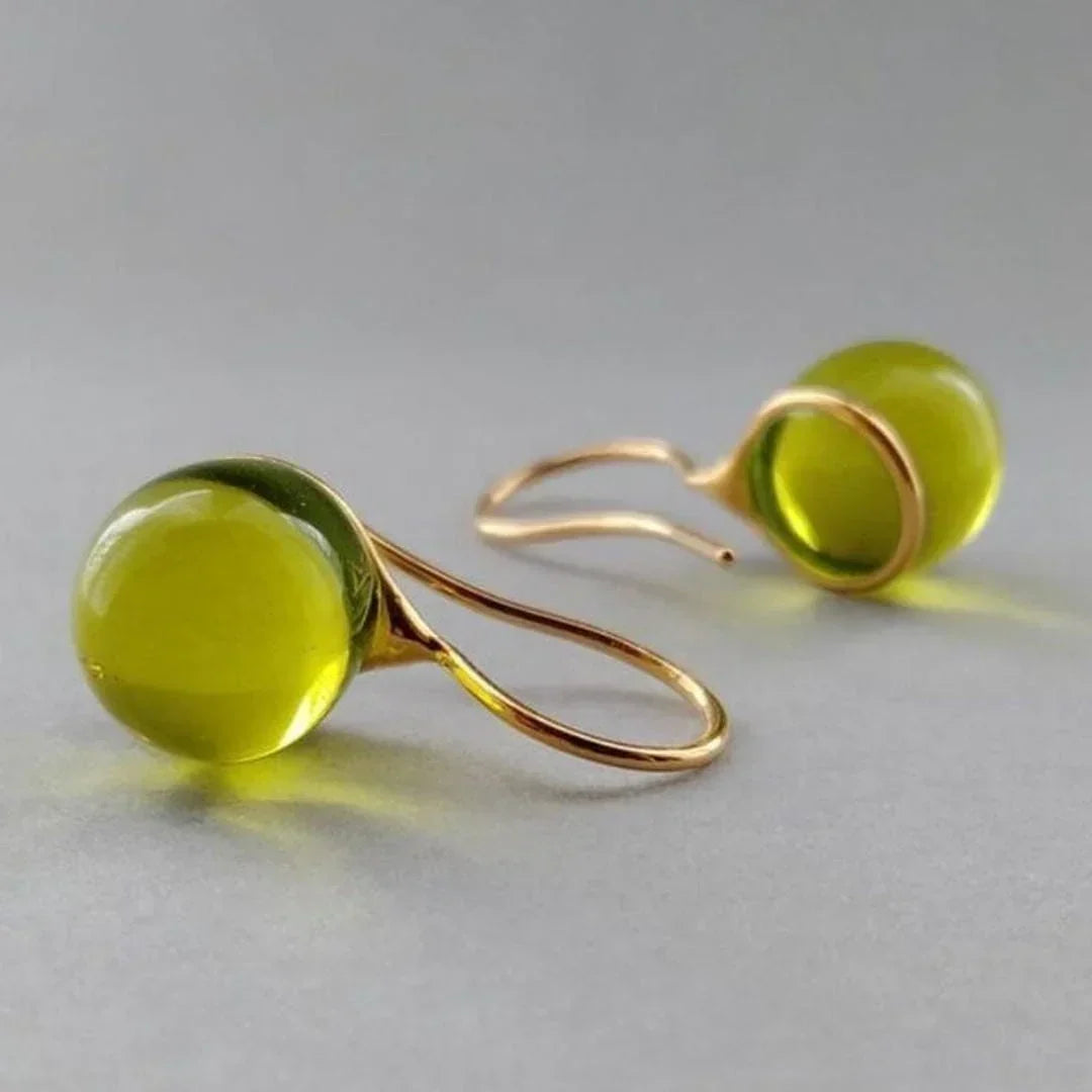 Vintage Olive Drops Crystal Earrings
