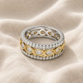 White Gold Double Row Zirconia Ring