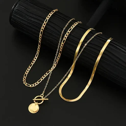 Savira Textured Coin Layered Necklace