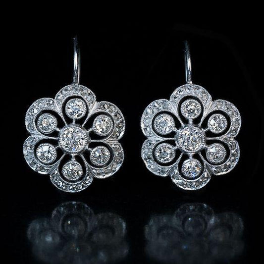 Vintage Mandala Crystal Earrings in Sterling Silver