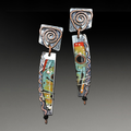 Ethnic Silver Earrings with Multicolored Enamel