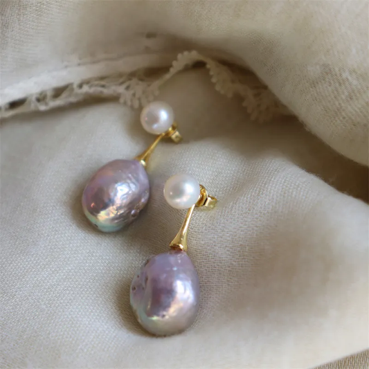 Elegant Purple Pearl Earrings