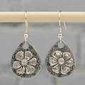 Vintage Floral Drop Earrings Made of Sterling Silver