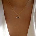 Gold-Plated Nazar Necklace with Zircons