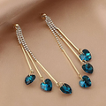Blue Crystal Heart Elegant Rain Earrings