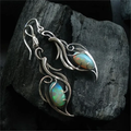 Vintage Earrings Made of Blue Opal in Sterling Silver
