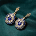 Vintage Blue Crystal Mandala Earrings