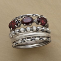 Red Multilayer Ring in Vintage Silver