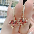 Zirconia Leaf Gold Earrings