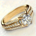 White Rounded Crystal Golden Ring