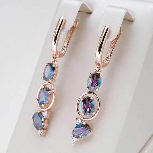 Earrings with Multicolored Crystals in Gold