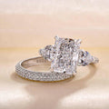 Radiant Cut & Heart Cut Three Stone Wedding Set